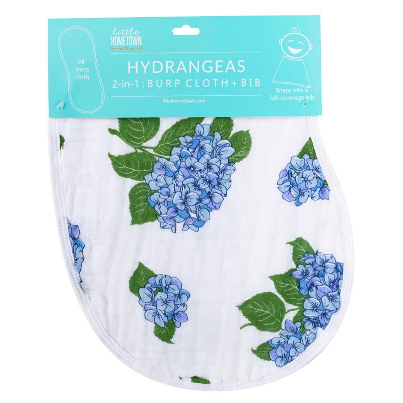 Hydrangea 2-in-1 burp cloth and bib